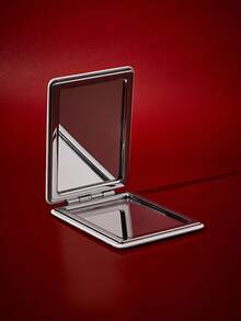 FanGlow HARRY POTTER X SHEIN 1 Pc Green-Patterned PU Leather Flower-Textured Folding Makeup Mirror, Square Vintage Portable Handheld Makeup Tool Makeup Mirror - Green - View 4