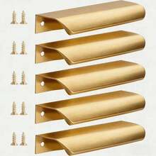 5个拉丝金橱柜把手，适用于橱柜和衣柜，尺寸：8厘米/3.15英寸、12厘米/4.72英寸、15厘米/6英寸、20厘米/7.87英寸、30厘米/11.8英寸，厨房橱柜拉手、抽屉拉手，现代隐藏式铝制衣柜门把手，拉丝金 - 金色 - 查看 13