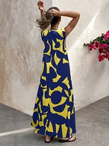 EMERY ROSE Vestido largo retro con estampado para mujer, ropa de otoño - Multicolor - Ver 2