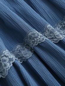 Sweetra Women's New Design Sense High Street Elegant Sexy Slim Fit Elegant Vacation Versatile Comfortable Flared Hem Blue Skirt, Spring/Summer - Blue - View 5