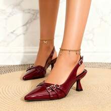 Shoe Short, Elegant, Fashion, Comfortable - 酒紅色 - View 3