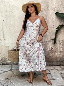 EMERY ROSE Váy hai dây cỡ lớn in hoa, thích hợp mặc đi nghỉ mát. - Màu xanh nhạt - Xem 3