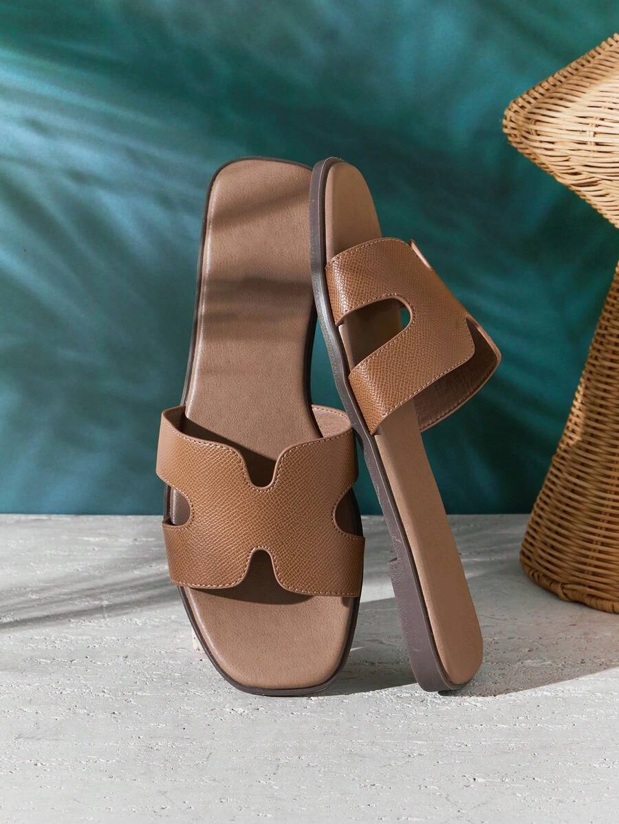 SHUZIA Dép xỏ ngón hở mũi kiểu dáng sang trọng bán chạy nhất mọi thời đại dành cho nữ bằng da PU màu ô liu vượt thời gian - Màu xanh Ô liu - Xem 1