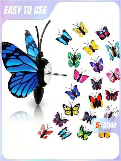 SHEIN Duvar Dekorasyonu İçin 10/20/30 Adet/Takım Renkli Simülasyon Kelebek Raptiye, Rastgele Desen, Fotoğraf Panosu veya Pano İçin Uygun