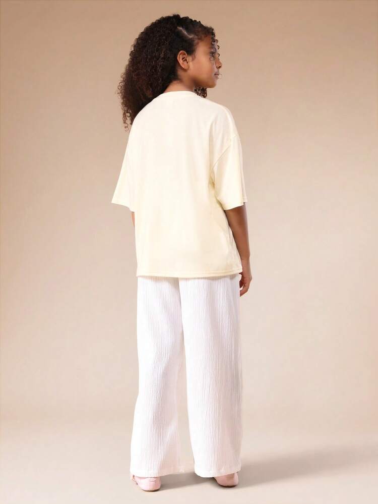 Graphic T-Shirt With Wide Leg Pants Set