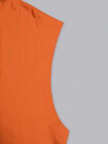 Manfinity Dauomo 加大码男士户外休闲无袖背心，橙色，夏季新款，运动服，骑行服，加大码男士背心 - 彩色 - 查看 3