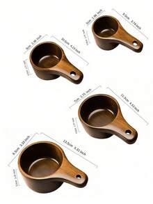 4 Pieces Wooden Measuring Cup And Spoon Set - Handmade For Baking, Cooking, Coffee, Tea And Dry Ingredients - Includes Spoons With Hanging Holes - Multicolor - View 2