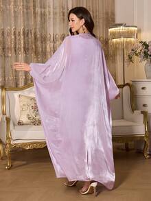 SHEIN Elenzya 2件套女士纯色优雅砖纹图案套装 - 淡紫色 - 查看 2