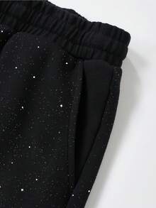 ROMWE MEN Street Life Men's Glitter Sequin Distressed Washed Shorts Spring/Summer - Black - View 4