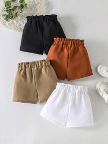 SHEIN 4pcs Baby Girls' Casual Versatile Comfortable Assorted Color Bottoms, Suitable For Outdoor Spring/Summer - Multicolor - View 2