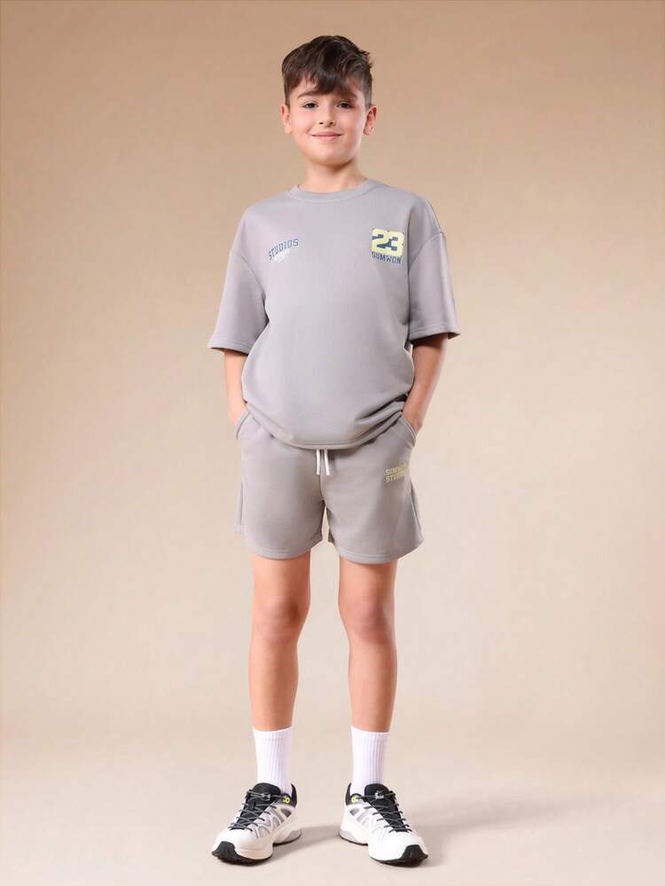 Oversized T Shirt And Shorts Set With Number Print