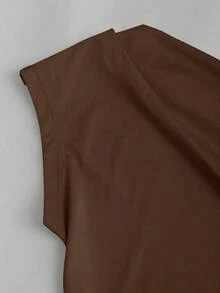 Sweetra 女士优雅露肩褶皱不对称轻盈舒适上衣套装，初秋 - 彩色 - 查看 7