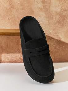 SHUZIA 男士黑色绒面革套脚乐福鞋 – 柔软鞋垫，简约便士带设计，轻松打造日常造型 - 黑色 - 查看 6