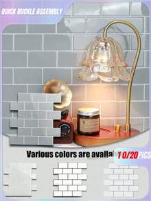 10/20 Sheets Kitchen Backsplash 3D Glossy Subway Peel And Stick Wall Tile Sticker Wallpaper - Multicolor - View 13