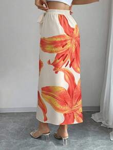 Elenzga Women's Floral Print Knotted Elegant & Fashionable Skirt - Multicolor - View 2