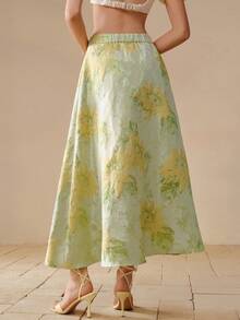 MOTF PREMIUM VINTAGE JACQUARD HIGH WAIST SKIRT - Green - View 5