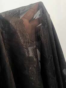 Layrah 一件优雅镂空设计黑色长袖阿巴雅长袍 - 黑色 - 查看 9