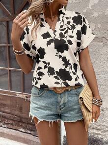 EMERY ROSE Áo sơ mi tay ngắn cổ bẻ in hoa, kiểu dáng thường ngày, đa năng. - Nhiều màu - Xem 6