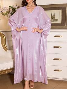 SHEIN Elenzya 2件套女士纯色优雅砖纹图案套装 - 淡紫色 - 查看 1