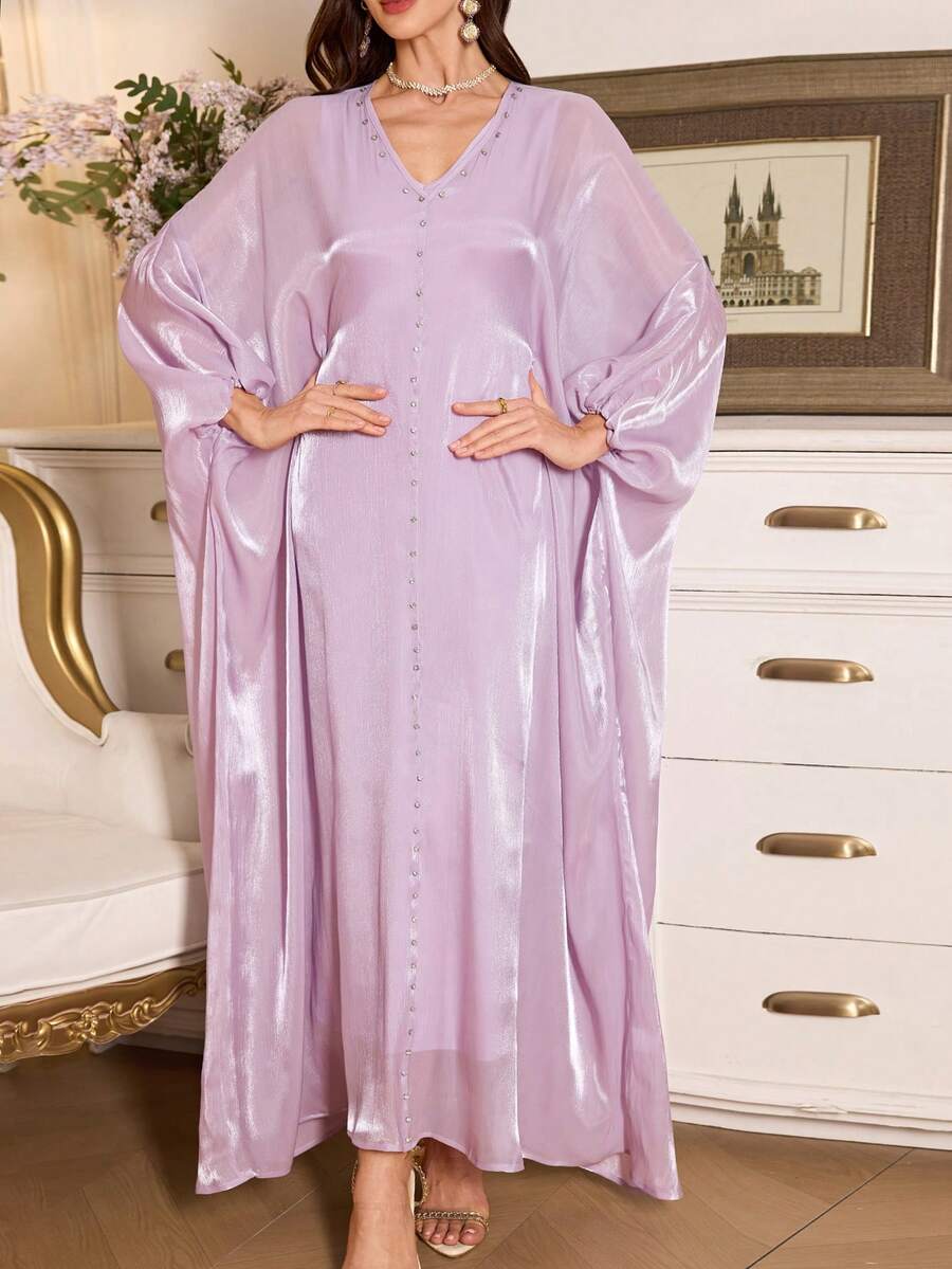 SHEIN Elenzya 2件套女士纯色优雅砖纹图案套装 - 淡紫色 - 查看 1