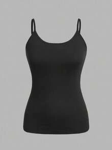 SHEIN EZwear 2 chiếc áo hai dây bó sát màu đen và đỏ dành cho nữ thích hợp cho mùa hè - Nhiều màu - Xem 5