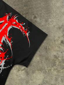 Manfinity EMRG Men's Casual Dark Pattern Round Neck Short Sleeve T-Shirt, Summer - Multicolor - View 4