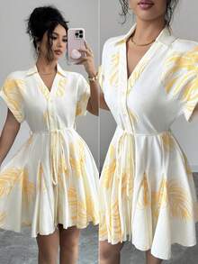 Elenzga Đầm mini tay ngắn dáng chữ A, cổ chữ V, thắt eo, chất liệu vải lanh, thêu họa tiết, dành cho nữ, thích hợp cho các buổi đi chơi, Tết Dương lịch, Lễ Tình nhân, Lễ Phục sinh, Ngày của Mẹ, đám cưới Trung Đông, công sở, kỳ nghỉ lãng mạn. Màu trắng. - Màu be - Xem 1