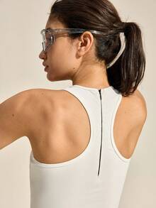 Exploreva Women's Casual Breathable Contrast Color Racerback Outdoor Dress, Summer - White - View 2