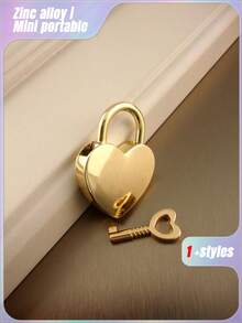 1 件锌合金锁，创意金色心形设计挂锁，适用于家庭情人节、情人节婚礼、生日 - 金色 - 查看 10
