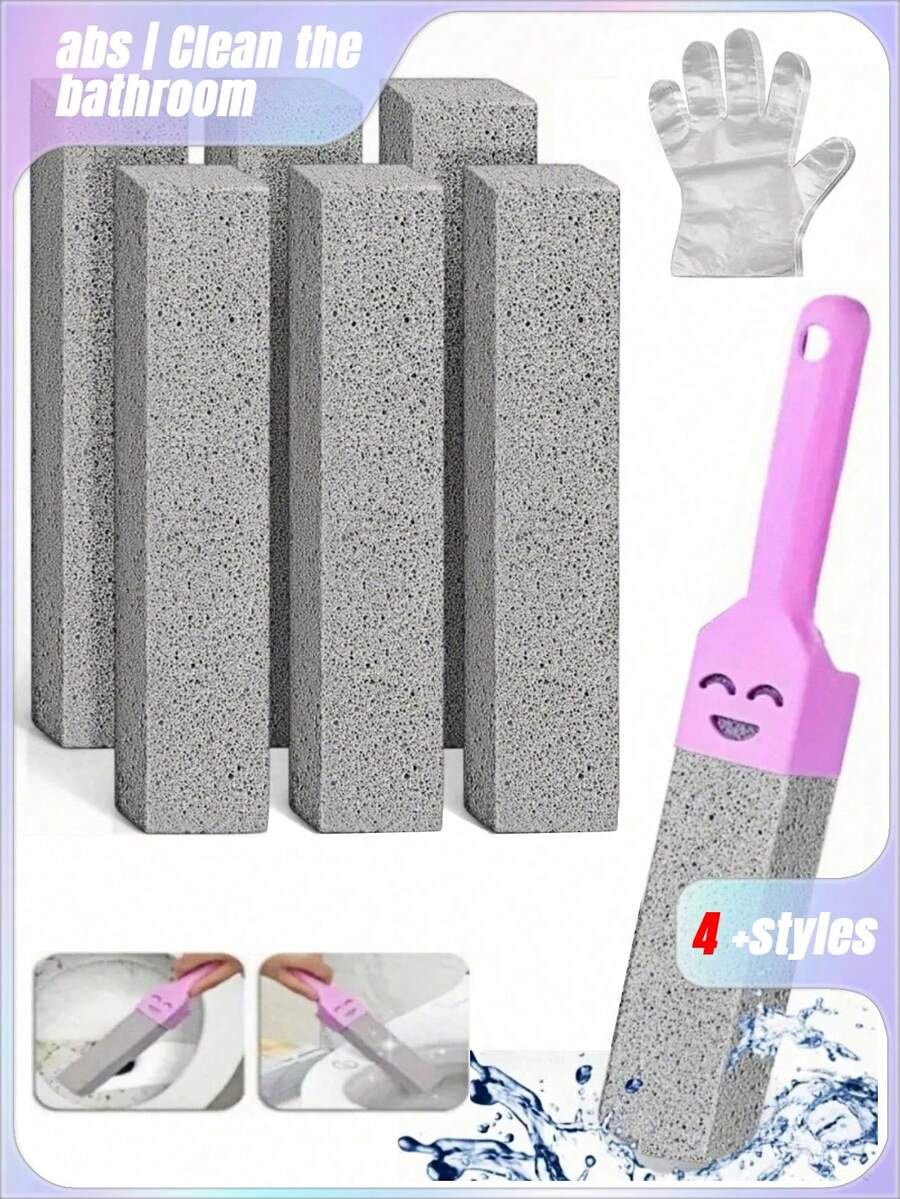 17-Piece Pumice Toilet Brush Set (With Handle) - Bathroom Cleaning Stone For Removing Limescale, Rust Stains, And Dirt From Toilets, Tiles, Sinks, And Bathtubs. Bathroom Cleaning Tool With Ergonomic Handle And Pumice Stone. Bathroom And Toilet Cleaning Brush. - Multicolor - View 1