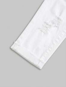 SHEIN Baby Boys' Lightweight Washed Soft Denim Jeans, Spring/Summer - White - View 3