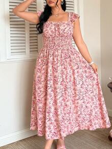 Celure 大码女士浪漫碎花吊带A字宽松休闲度假连衣裙 - 彩色 - 查看 7