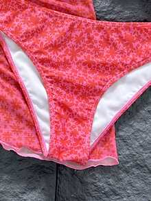 Swim Mod Set de costume de baie sexy cu halter și imprimeu floral fuchsia pentru femei, 3 piese, pentru vacanță la plajă, haine de vară Ytk, costume de baie Zestiva, ținută de vacanță Zante, ținută de plajă pentru femei, costume de baie de vară, la un preț fix, costume de baie pentru femei, costume de baie pentru vacanță de doamne - Roz fierbinte - Vizualizare 4