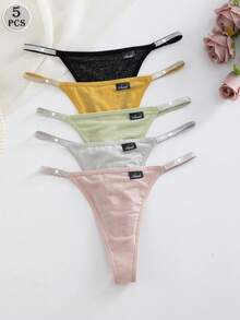 Snug Zone 5件套多色舒适女士内衣套装，奢华蕾丝边无缝丁字裤 - 彩色 - 查看 2