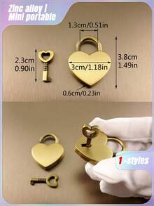 1 件锌合金锁，创意金色心形设计挂锁，适用于家庭情人节、情人节婚礼、生日 - 金色 - 查看 2