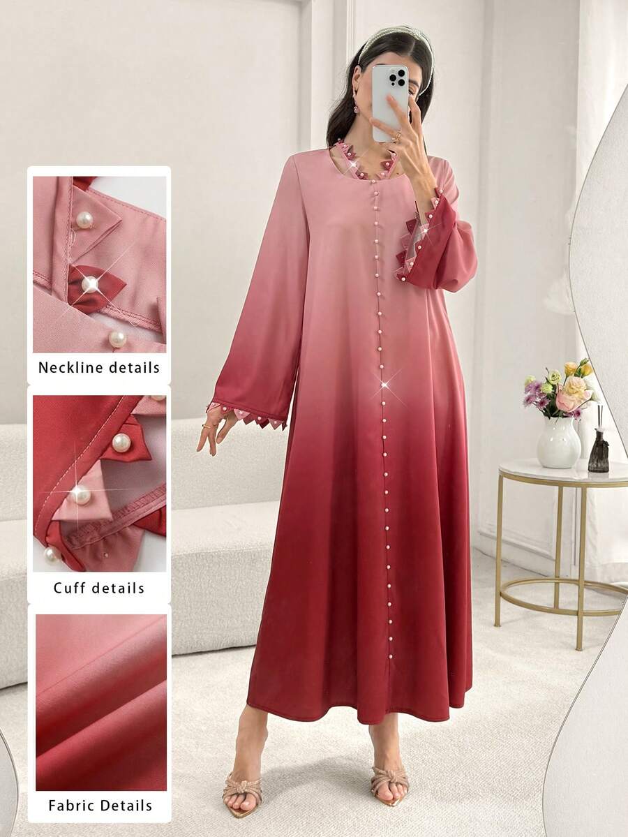 Al Najma Đầm họa tiết bong bóng chuyển màu thanh lịch, thời trang nữ, mùa xuân/hè.