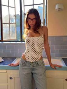 Swim Vcay 女士性感波点印花露背连体泳衣，海滩度假，春夏款 - 彩色 - 查看 1