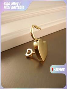 1 件锌合金锁，创意金色心形设计挂锁，适用于家庭情人节、情人节婚礼、生日 - 金色 - 查看 9