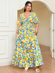 Elenzga 大码女式V领收腰夏季水果印花休闲度假连衣裙 女士度假连衣裙 女士碎花夏季连衣裙 碎花女式连衣裙 女士夏季长裙 女士碎花连衣裙 V领长款连衣裙 夏季长裙 女士夏季连衣裙 热带风情连衣裙 女士夏季度假连衣裙 水果印花连衣裙 大码春季套装 大码女装 两件套 大码夏季女式连衣裙 大码热带风情女装 大码女式夏季套装 - 彩色 - 查看 6