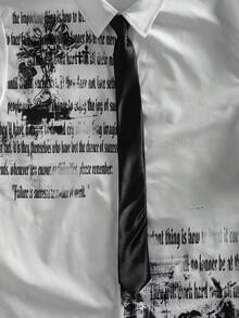 ROMWE MEN Men's Gothic Print Short Sleeve Shirt Spring/Summer - White - View 2