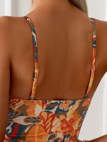 Swim SXY Women's Sexy One-Piece Random Floral Print Deep V Camisole Swimsuit, Summer - Multicolor - View 5