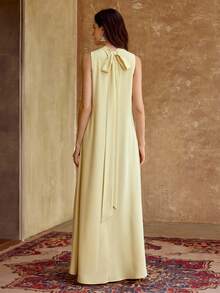 ZEYLAH 无袖连衣裙，饰有串珠缎带领，春夏款 - 黃色 - 查看 3