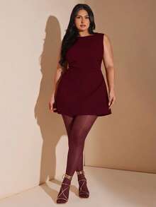 SHEIN X Phaith Montoya SHEIN BAE 大码酒红色樱桃红薄丝袜，适合Grass节、情人节礼物、性感、Y2K风格、时尚、锐舞派对、音乐节等场合 - 酒紅色 - 查看 2