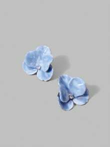 Ontre Petal Stud Earrings - Blue - View 2