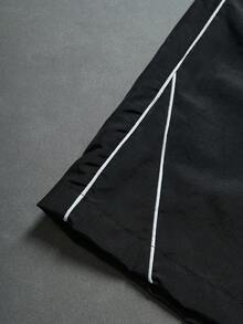 Manfinity Hypemode Pantalones cortos casuales de verano para hombres con estampado de letras y cintura con cordón - Negro - Ver 5