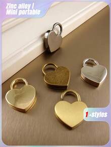 1 件锌合金锁，创意金色心形设计挂锁，适用于家庭情人节、情人节婚礼、生日 - 金色 - 查看 7