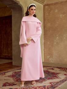 ZEYLAH Pearl Shawl Waist Mermaid Dress, Spring/Summer - Pink - View 6