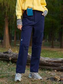 SHEIN In My Nature Women's Casual Straight Leg Outdoor Pants With Slant Pockets - Navy Blue - View 7