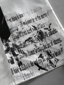 ROMWE MEN Men's Gothic Print Short Sleeve Shirt Spring/Summer - White - View 4