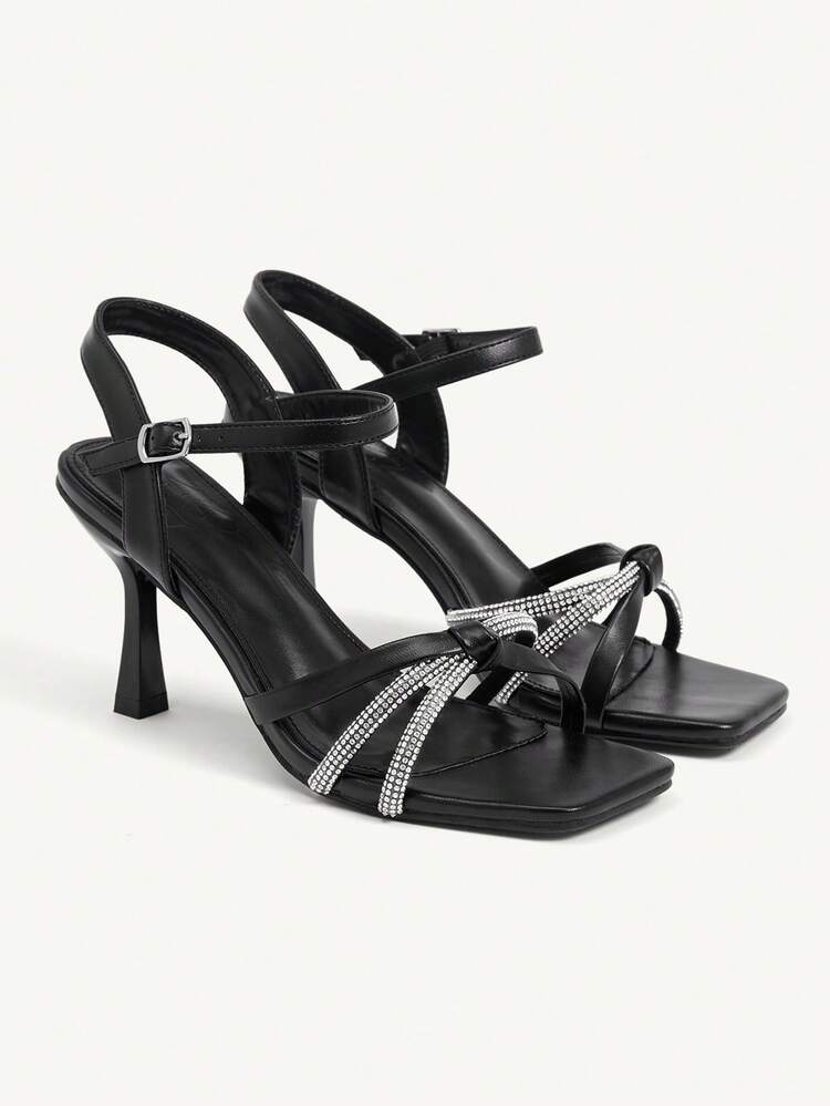 CUCCOO CHICEST Women's Rhinestone Decor Buckle Design Fashion Daily Wear High Heel Sandals Elegant Shoes Wedding Shoes